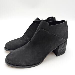 Eileen Fisher Bren Bootie Women's Suede Leather Back Zip Black Size US9 EU39.5